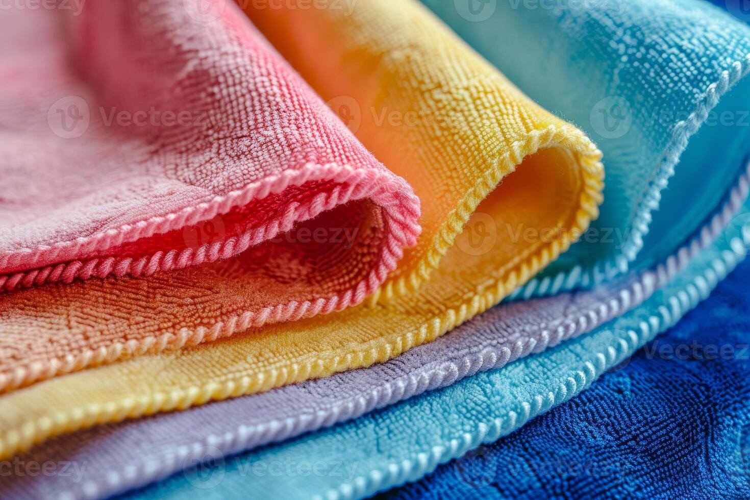 Colorful microfiber cloths in row photo
