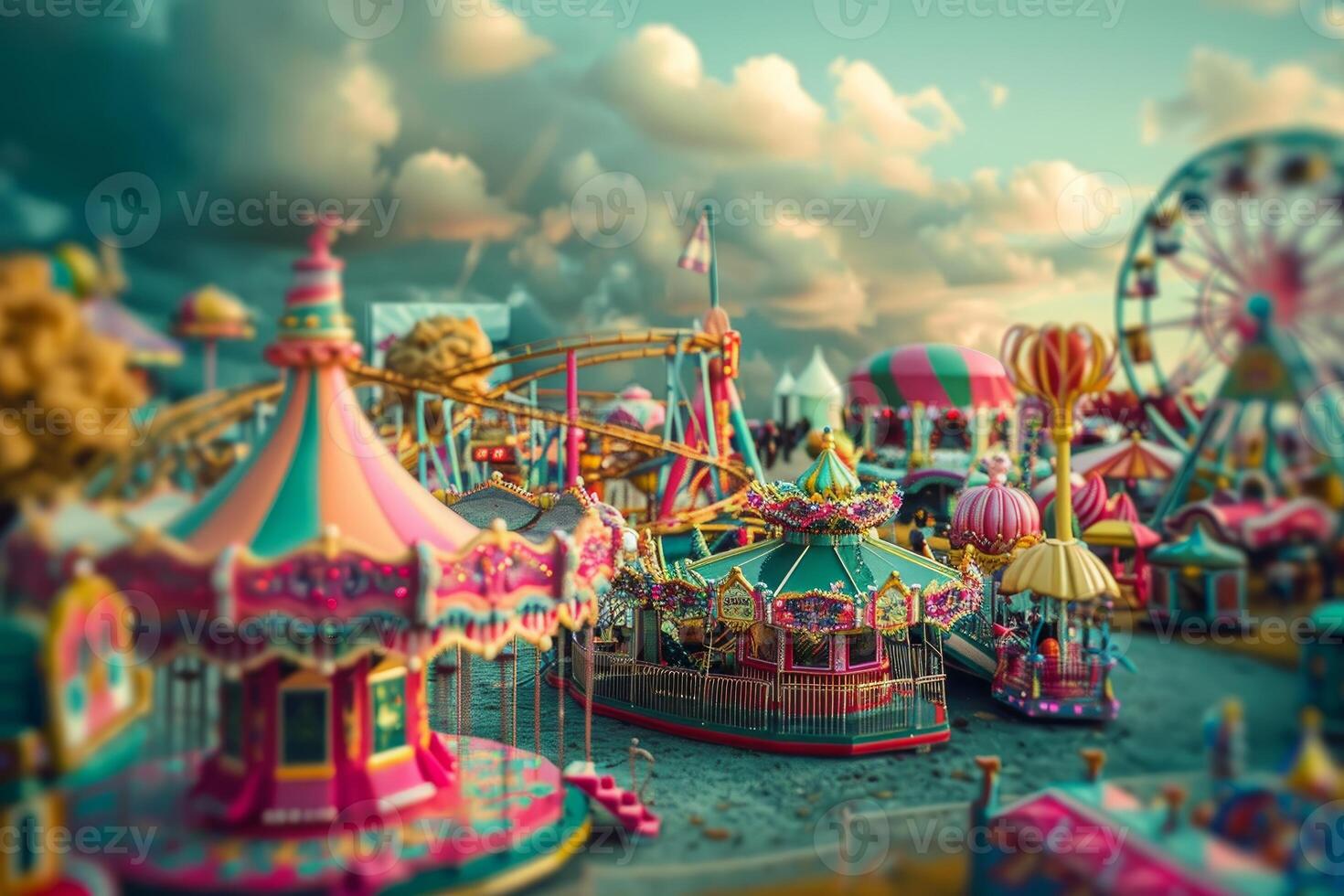 Colorful amusement park scenery with miniature effect photo