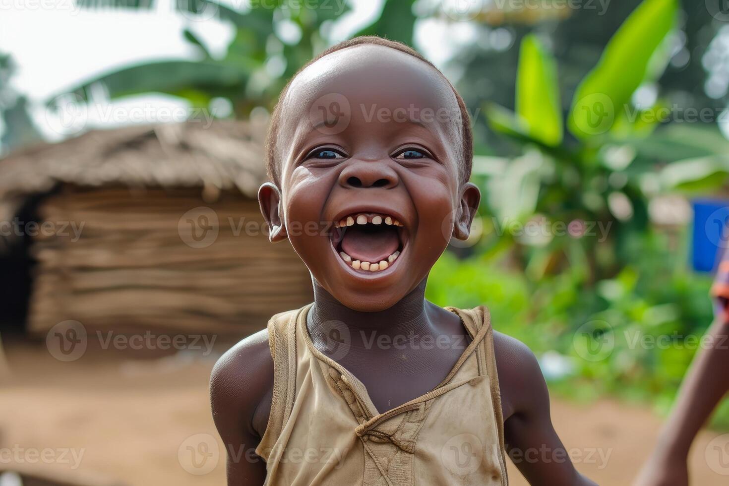 Joyful african child with a bright smile photo