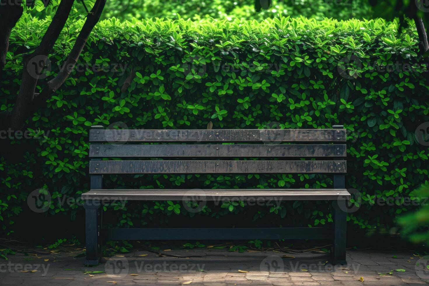 Rustic Bench wooden background. Generate Ai photo