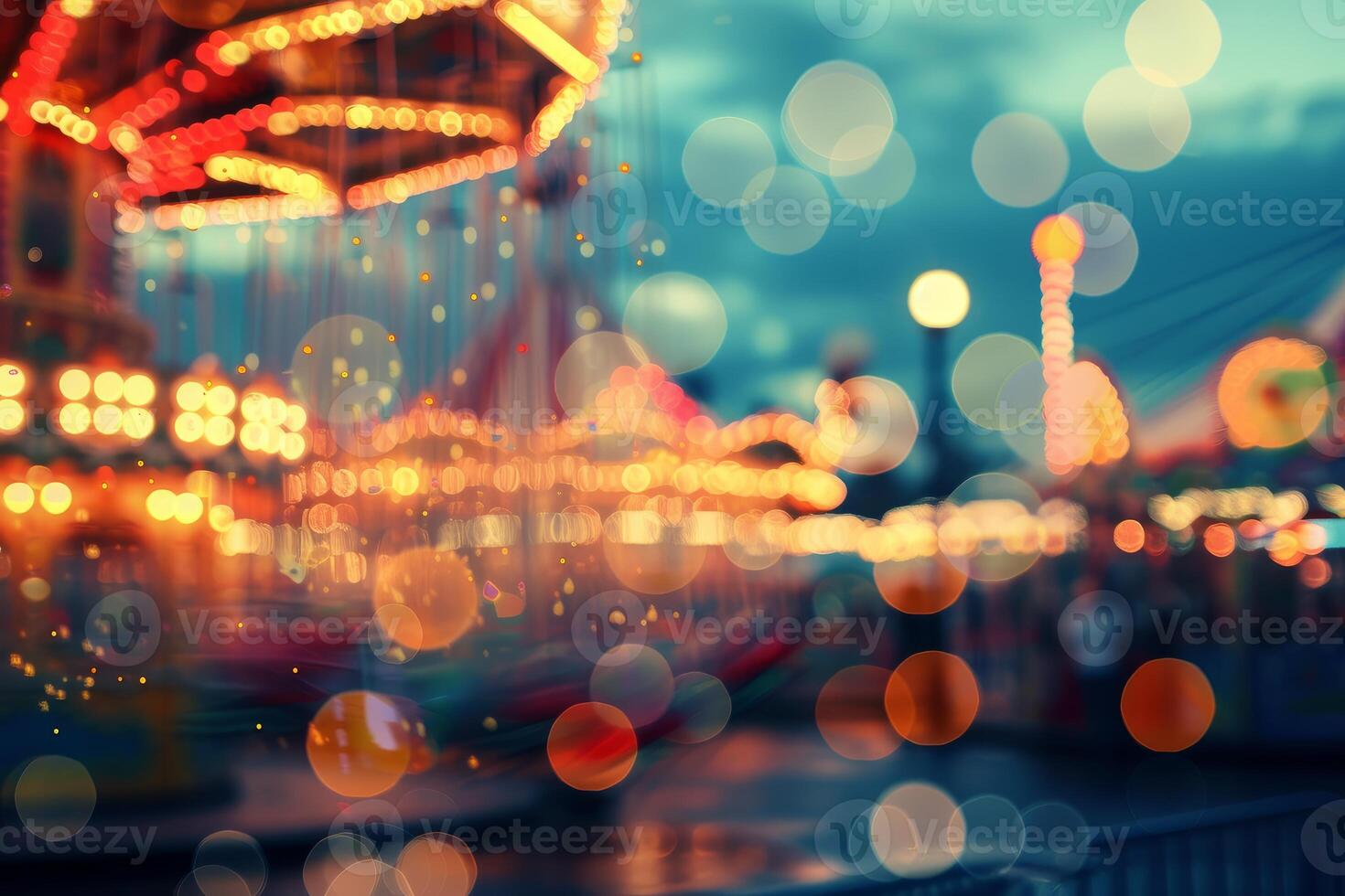 Enchanted evening carousel bokeh lights photo