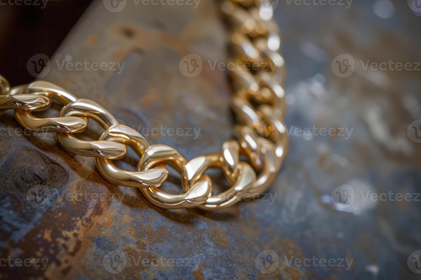 Elegant gold chain on textured surface photo