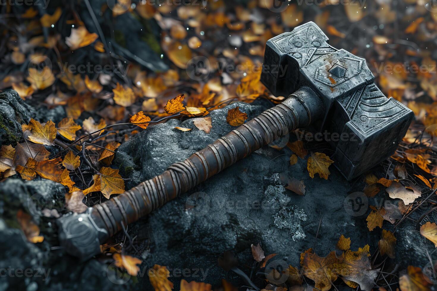 Magical Ancient fantasy hammer. Generate Ai photo