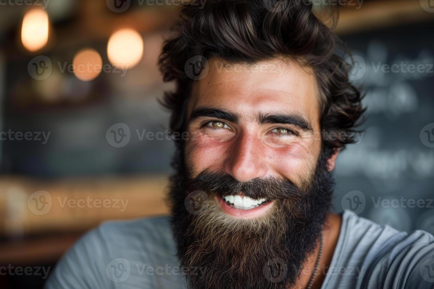 Confident Bearded smiling man. Generate Ai photo