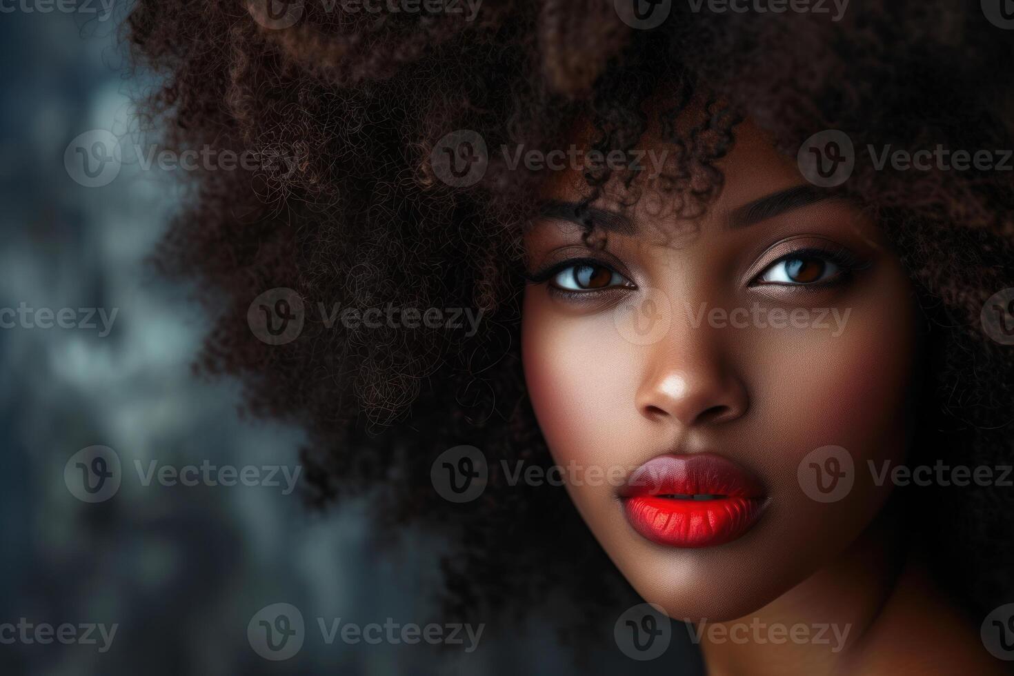 Captivating Beautiful african girl with curly head. Generate Ai photo