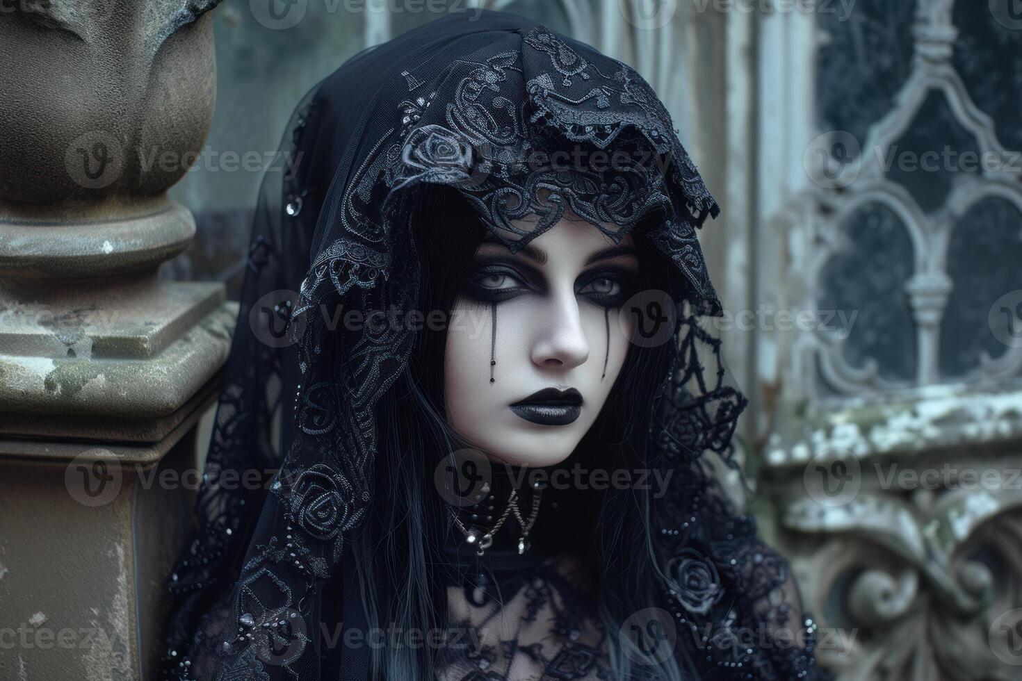 Captivating Beautiful goth girl. Generate ai photo