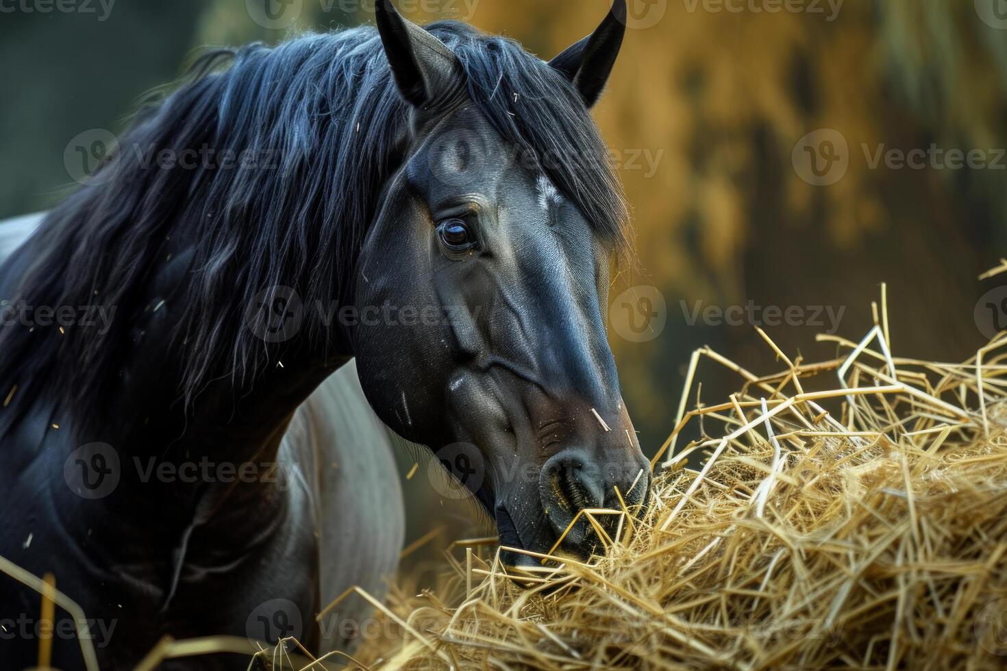 Artistic Black horse banner. Generate Ai photo