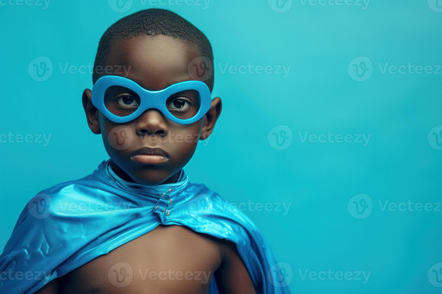 Imaginative Black kid superhero. Generate Ai photo