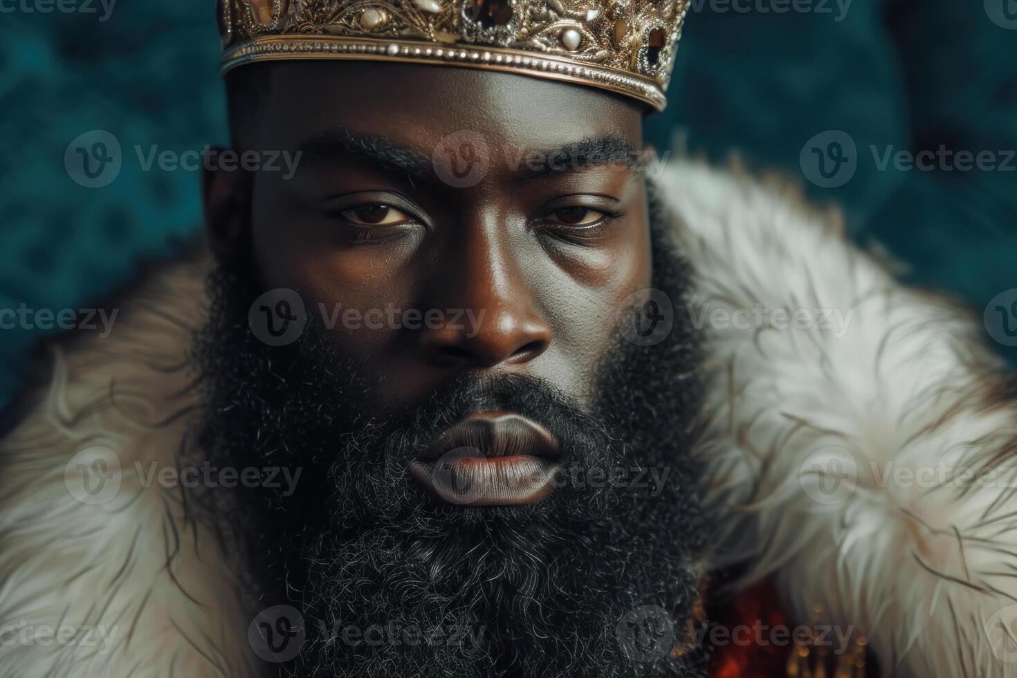 Intimidating Black king low beard. Generate Ai photo