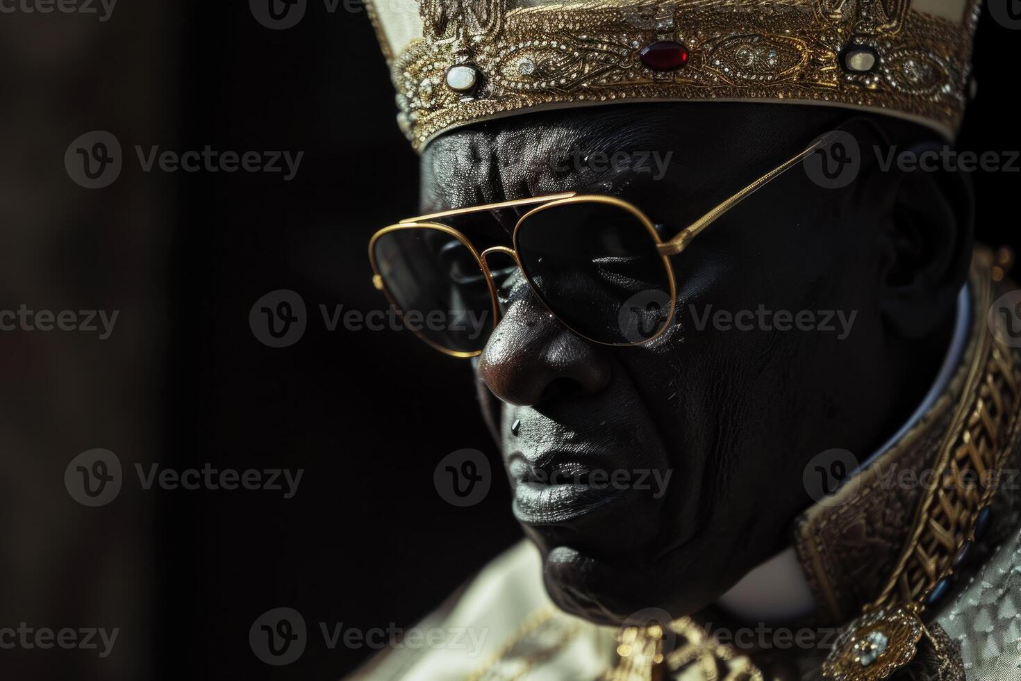 Devout Black pope vatican priest. Generate AI photo