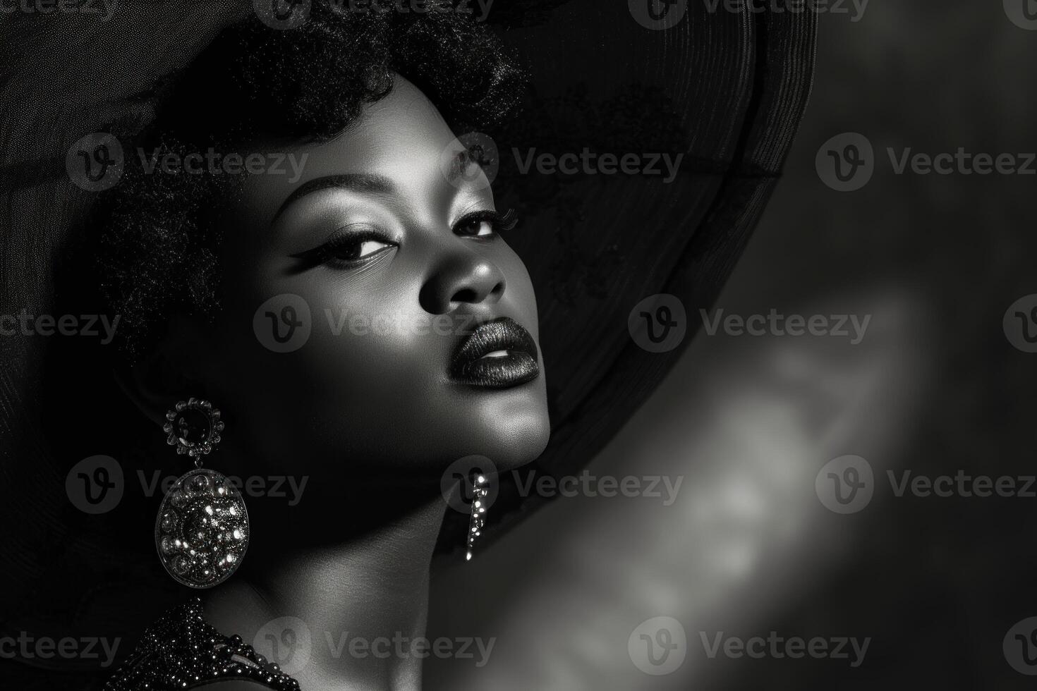 Experienced Aged african supermodel. Generate Ai photo