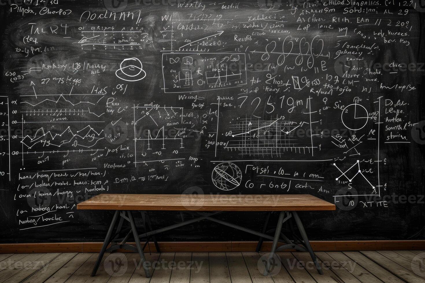 Illuminating Blackboard scientific formulas lesson. Generate Ai photo