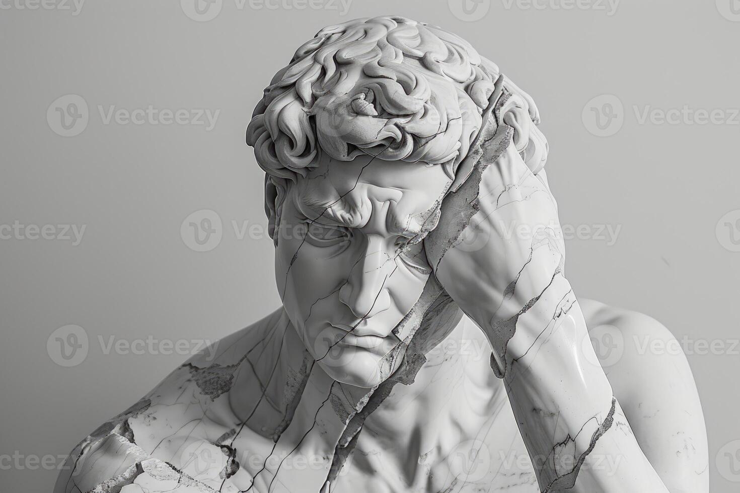 Despair and contemplation - cracked marble statue photo