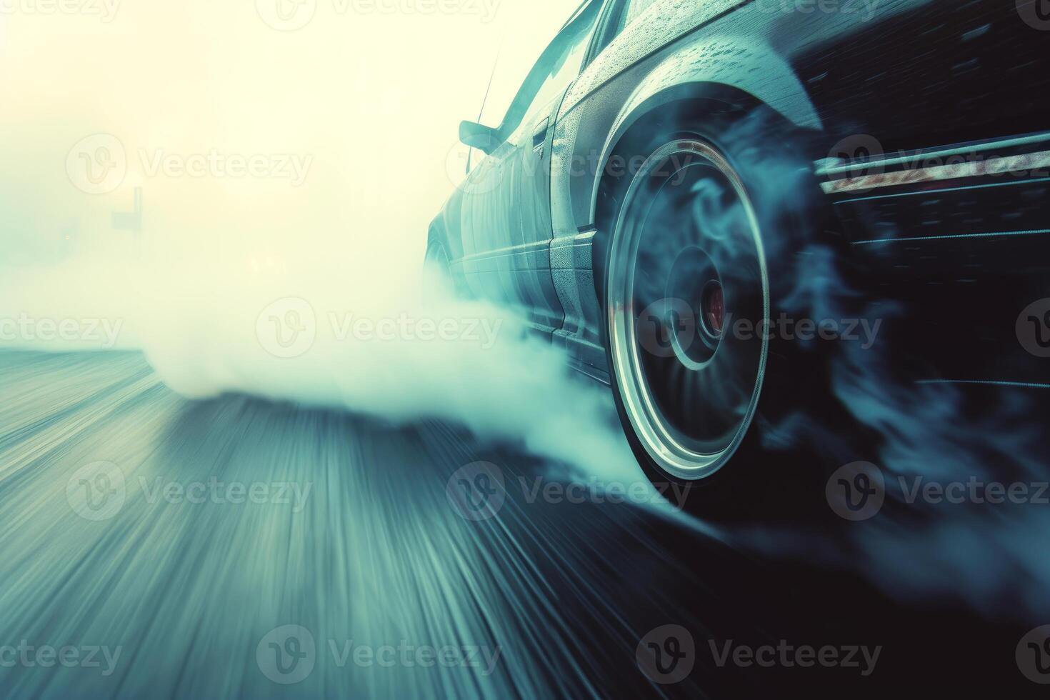 Speeding sports car in dynamic motion blur photo