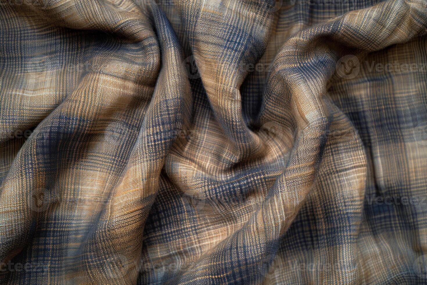 Highquality closeup of a crumpled plaid fabric with a checkered pattern photo