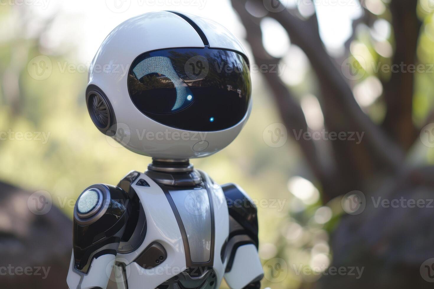 Futuristic robot in natural environment photo