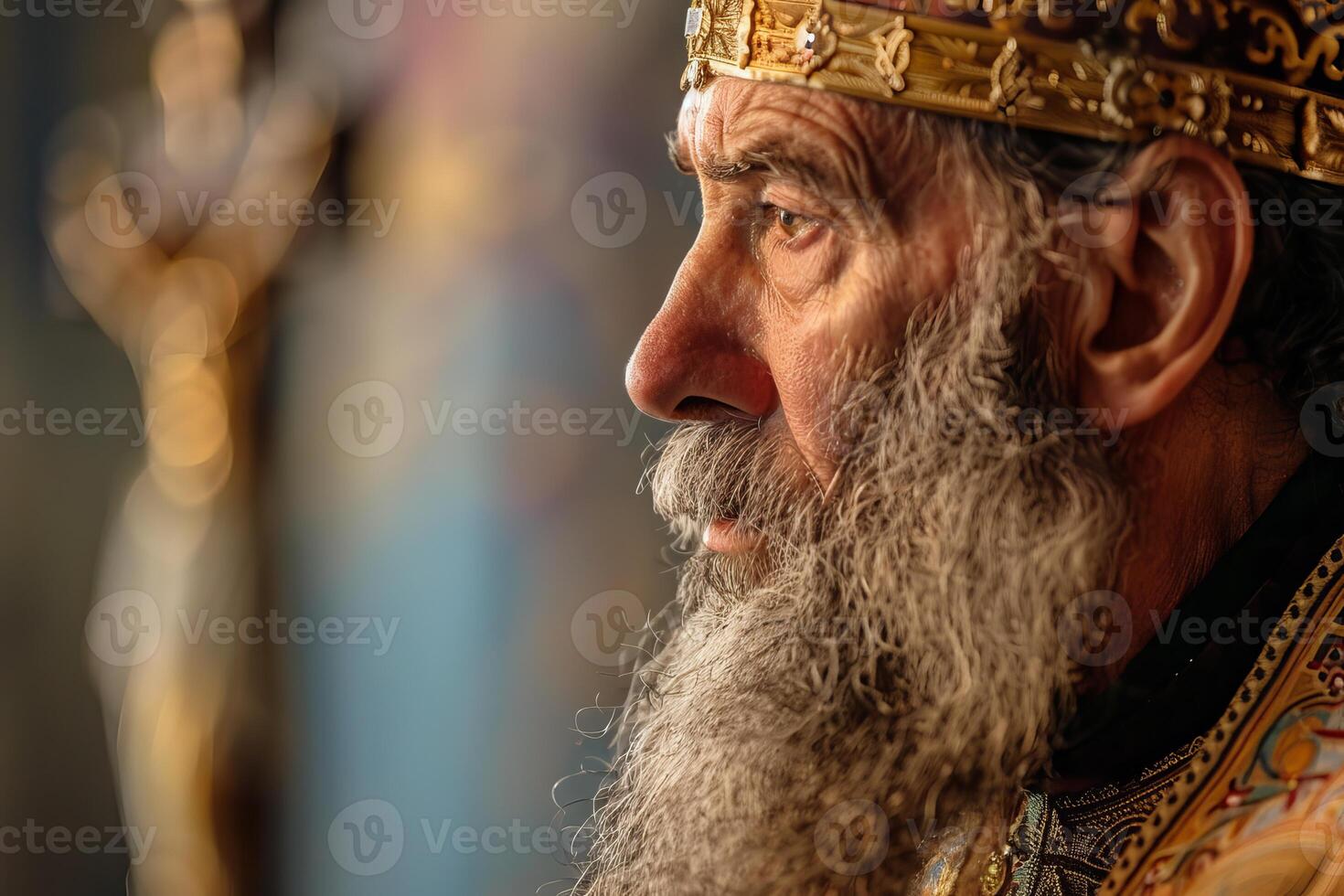 Regal elder in traditional ceremonial robes photo