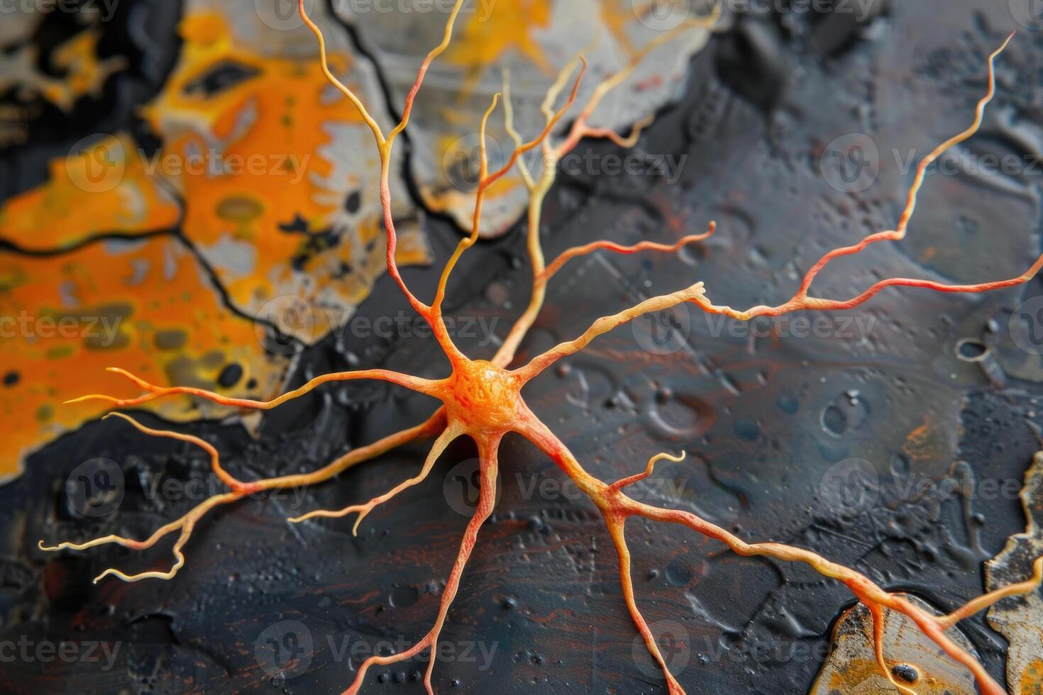 Abstract neural network representation on textured surface photo