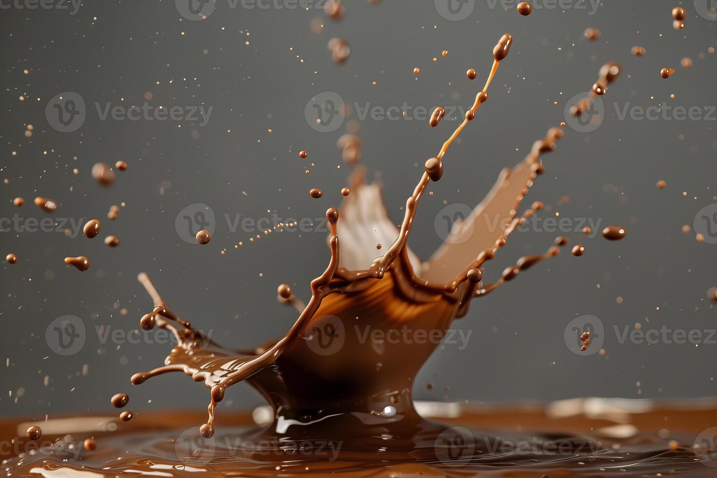 Chocolate splash delight on dark background photo