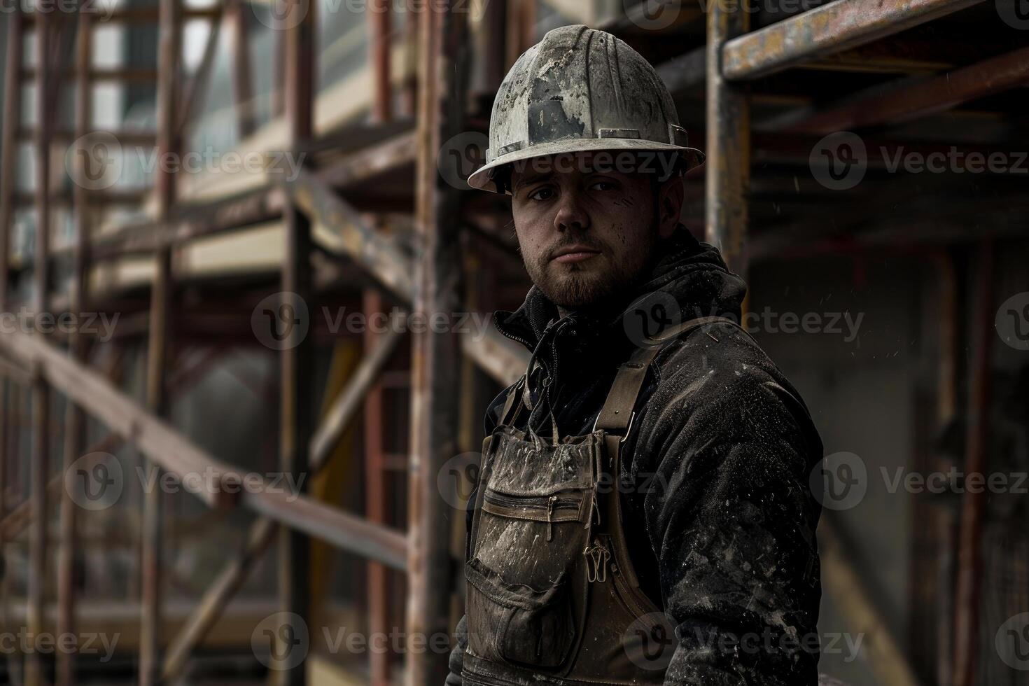 Determined construction worker on site photo
