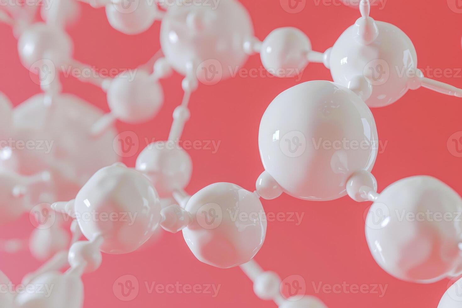 Abstract 3d rendering of molecular structure on pink background photo