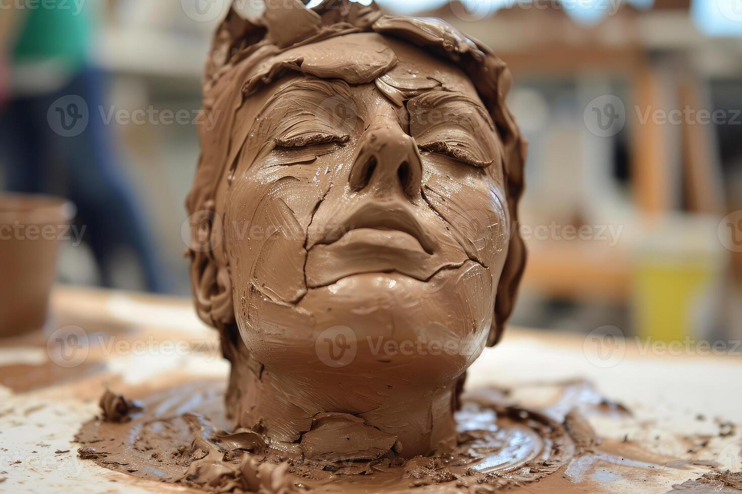 Sculpting emotion - detailed clay portrait in progress photo