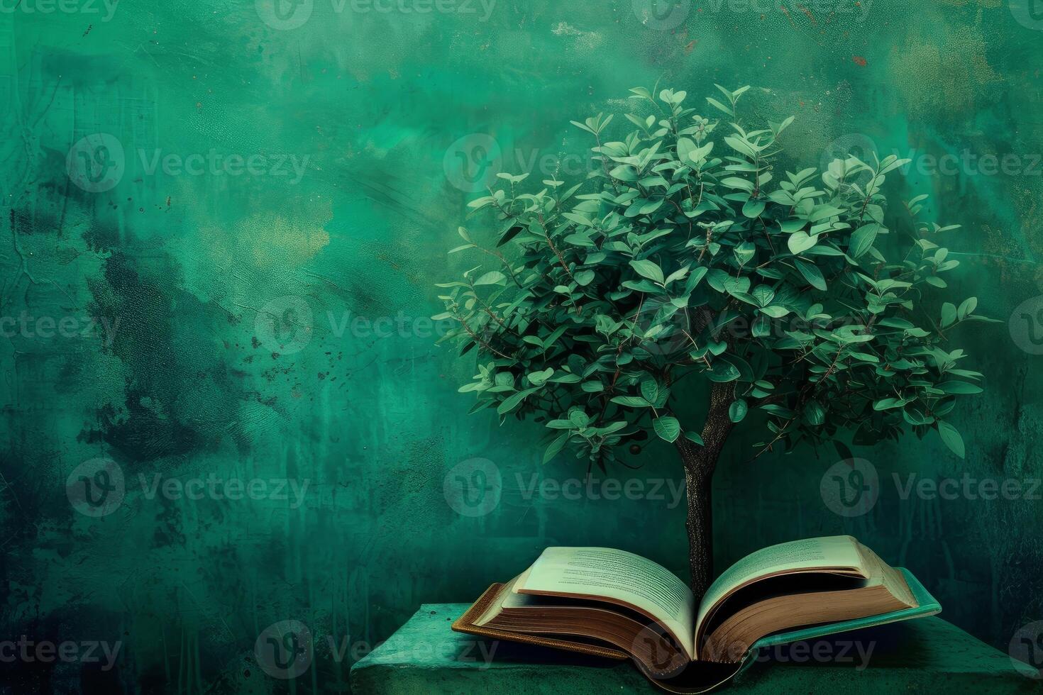 Enchanting book with tree of knowledge photo