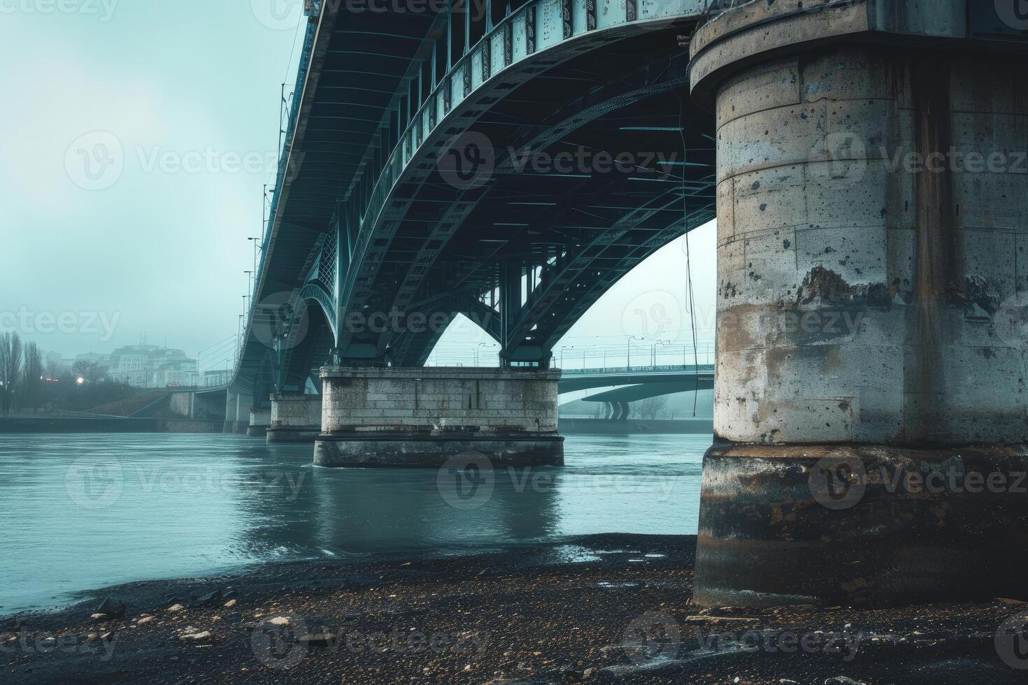 Misty morning under the bridge photo