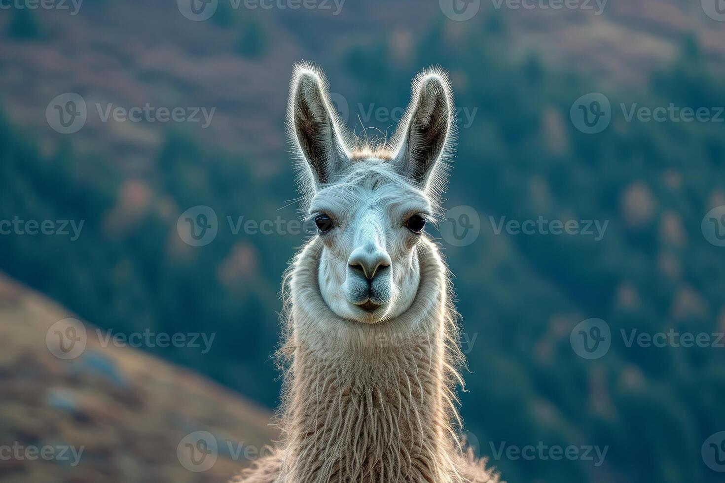 Close-up of a smiling llama photo