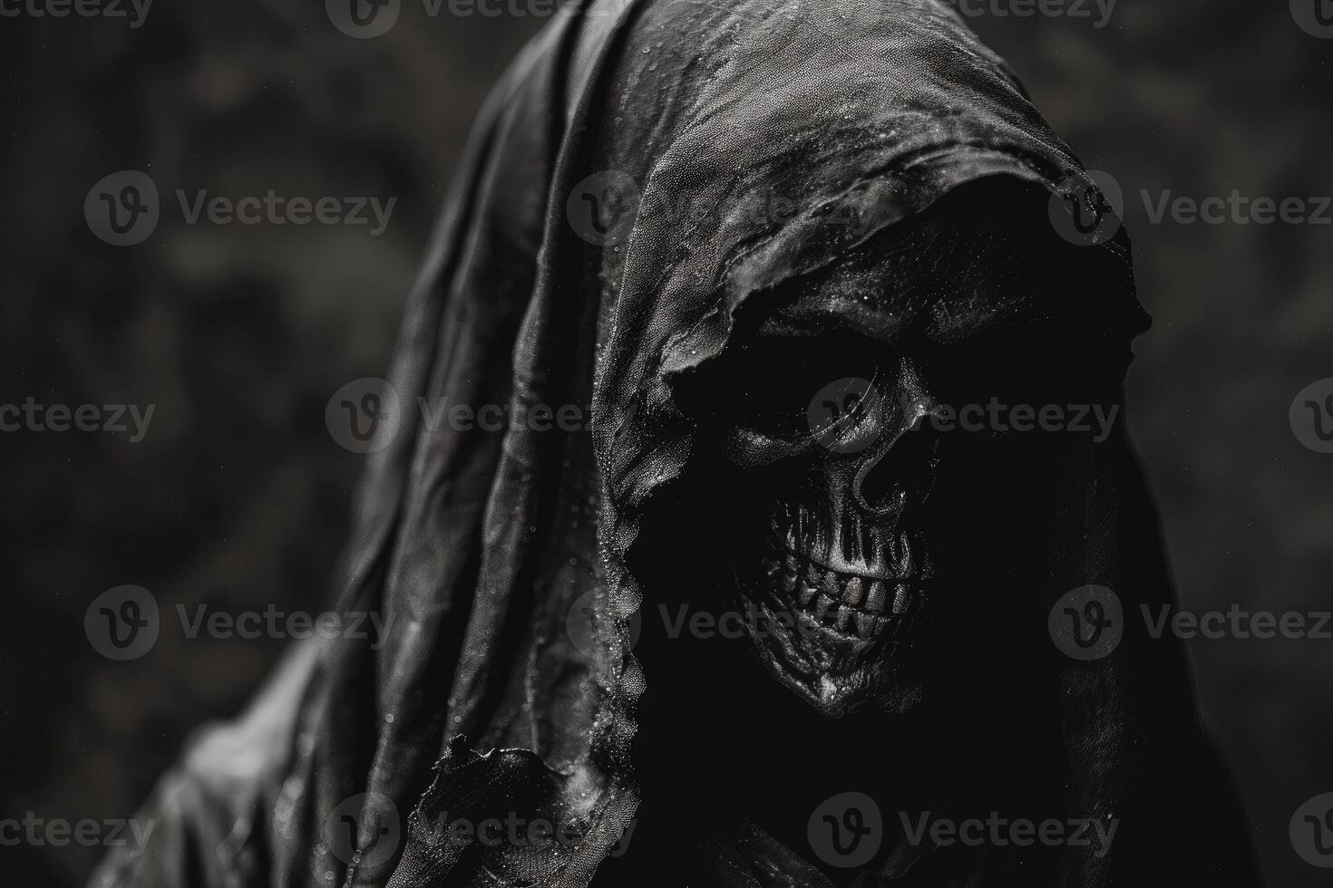 Mysterious grim reaper in shadows photo