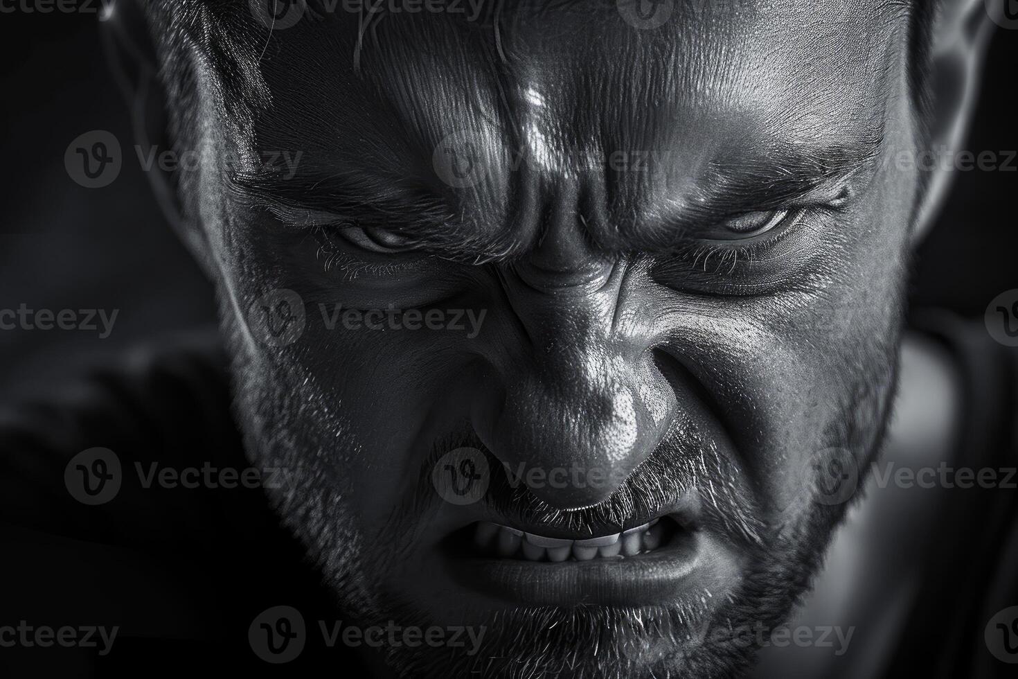 Intense man with fierce expression photo