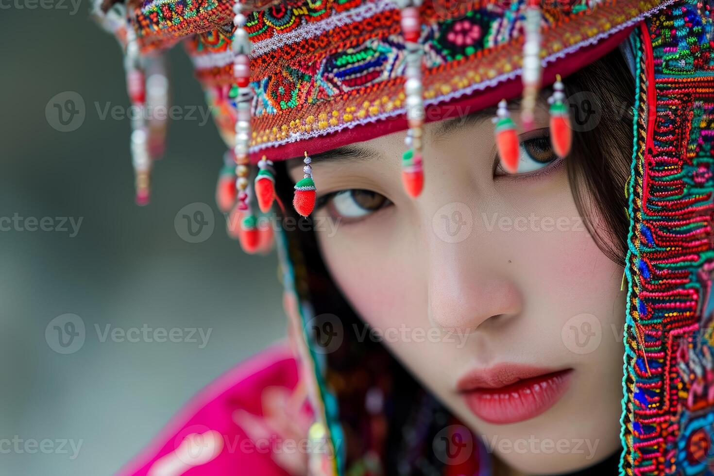 Woman in traditional hmong attire photo
