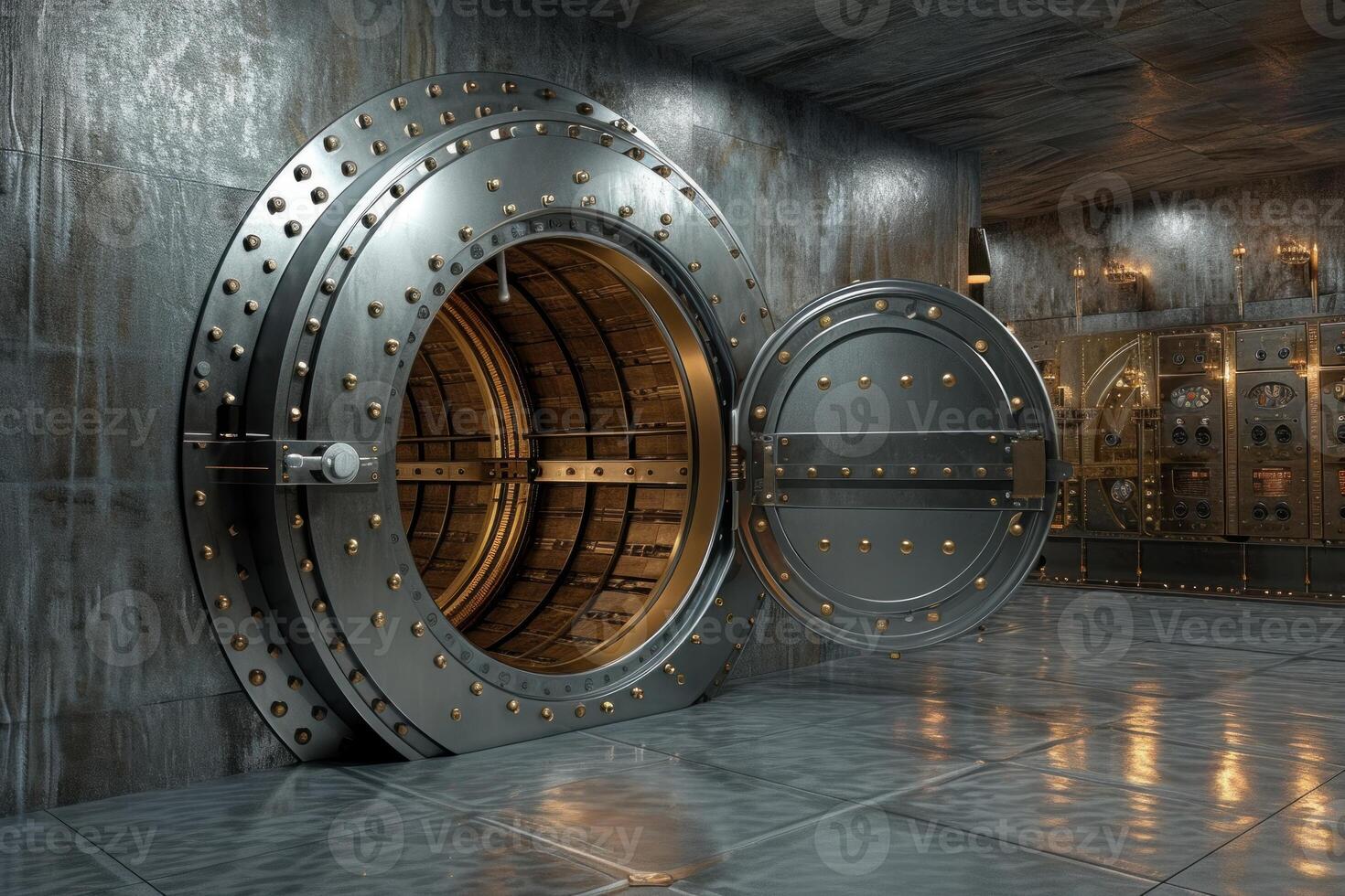 Massive vault door in secure facility photo