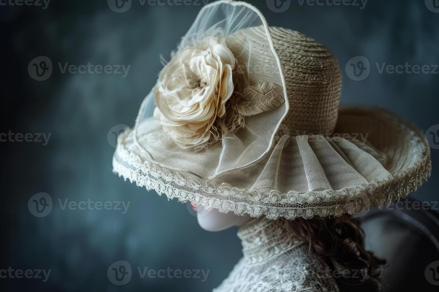 Vintage style woman with elegant hat photo