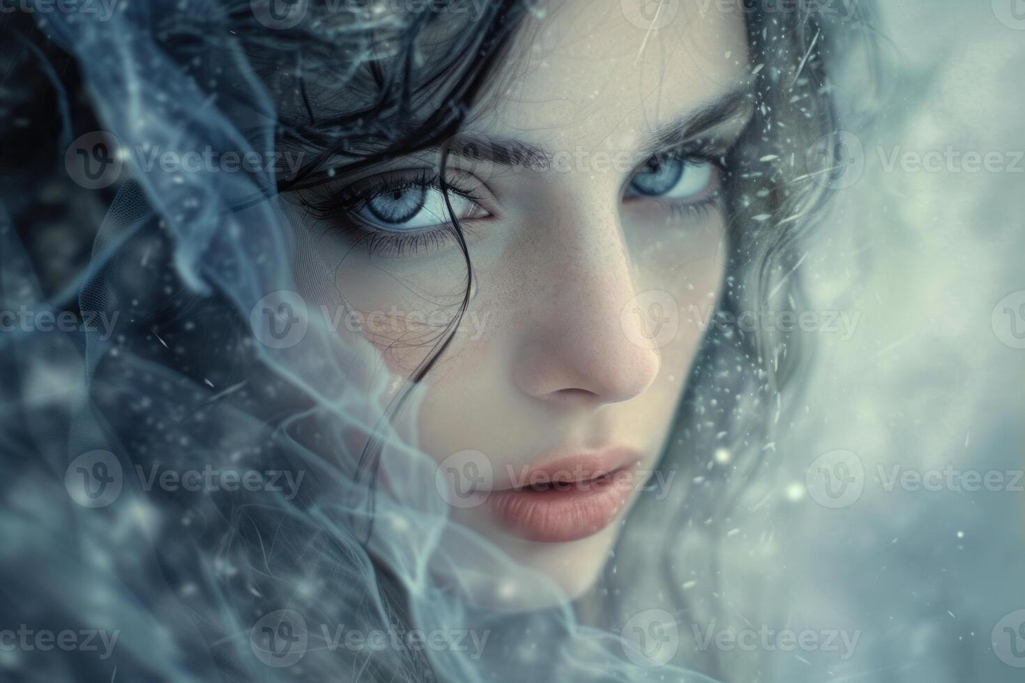 Striking Beautiful lady with cold gaze. Generate ai photo