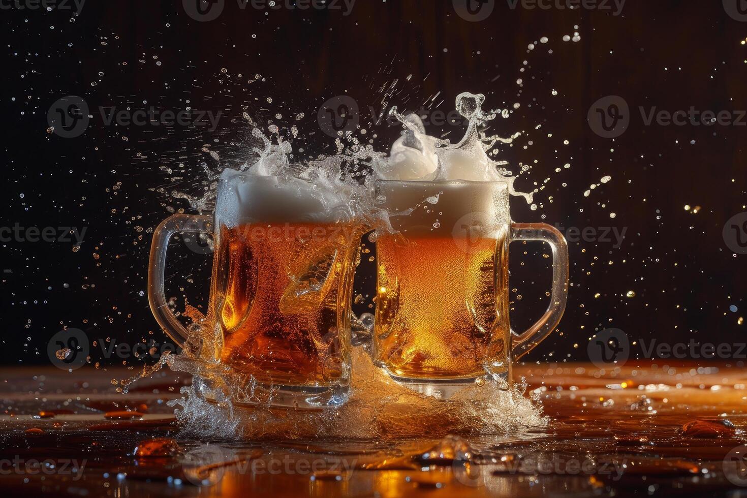 Robust Beer mug clashing. Generate Ai photo