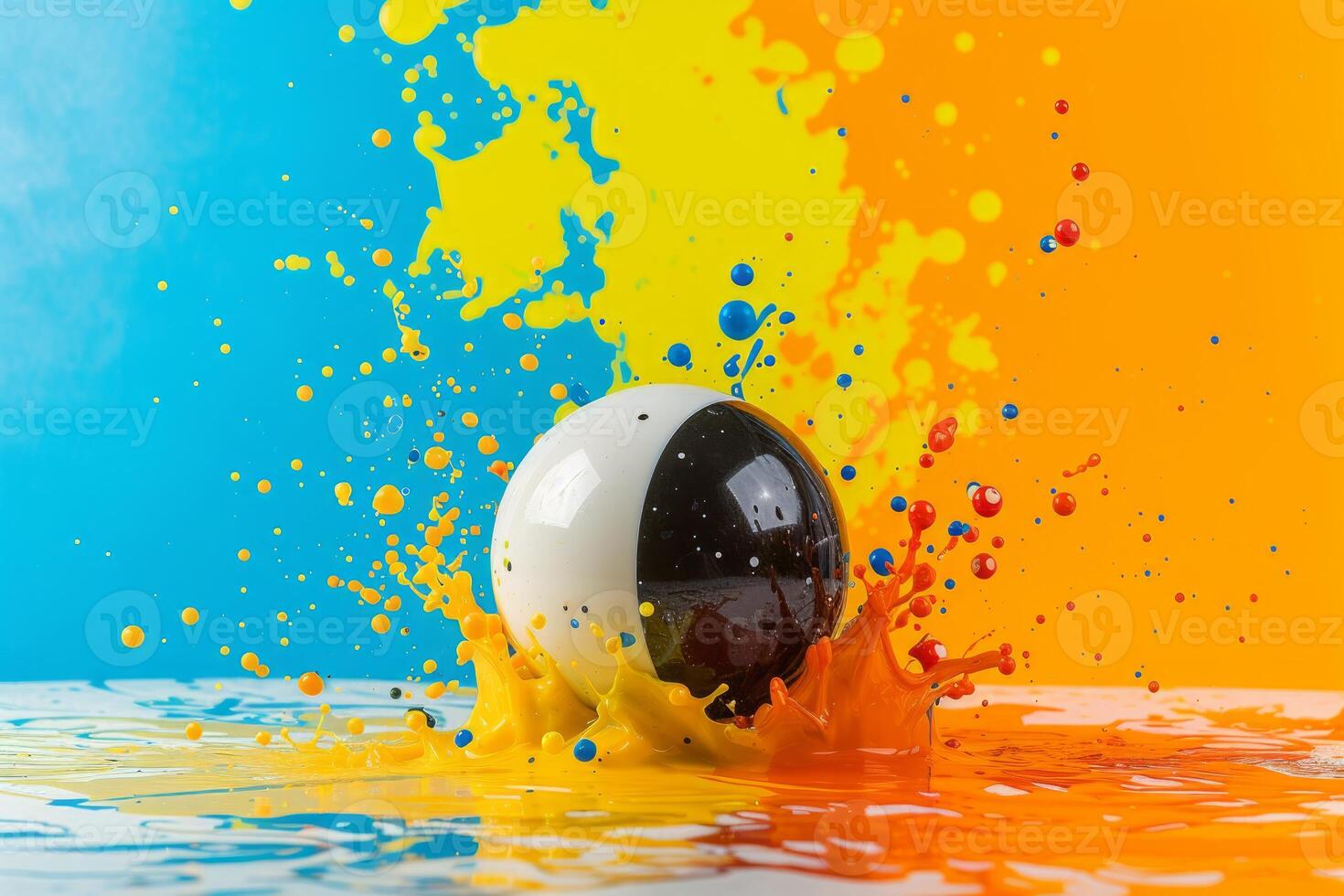 Chaotic Billiard ball explosion. Generate Ai photo