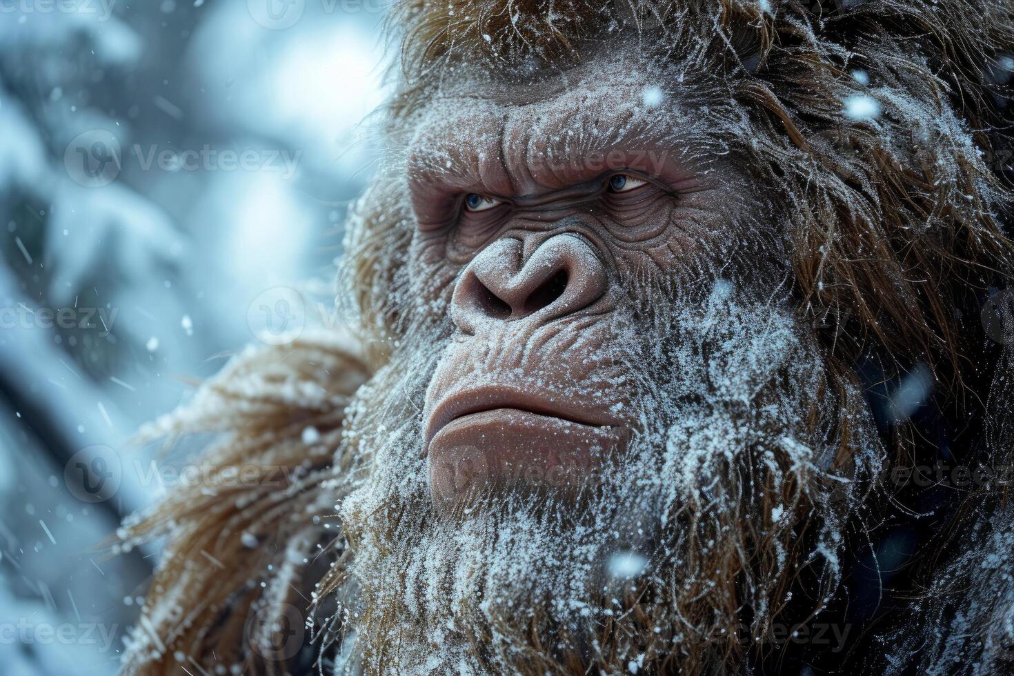Elusive Bigfoot man. Generate Ai photo
