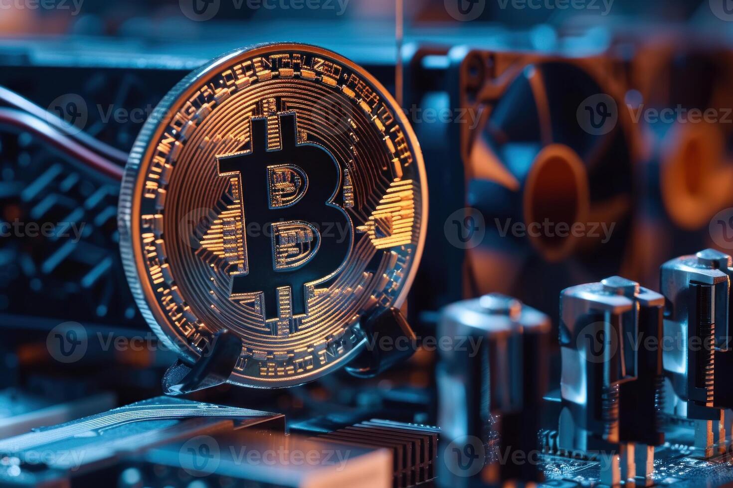 Exhaustive Bitcoin mining. Generate Ai photo
