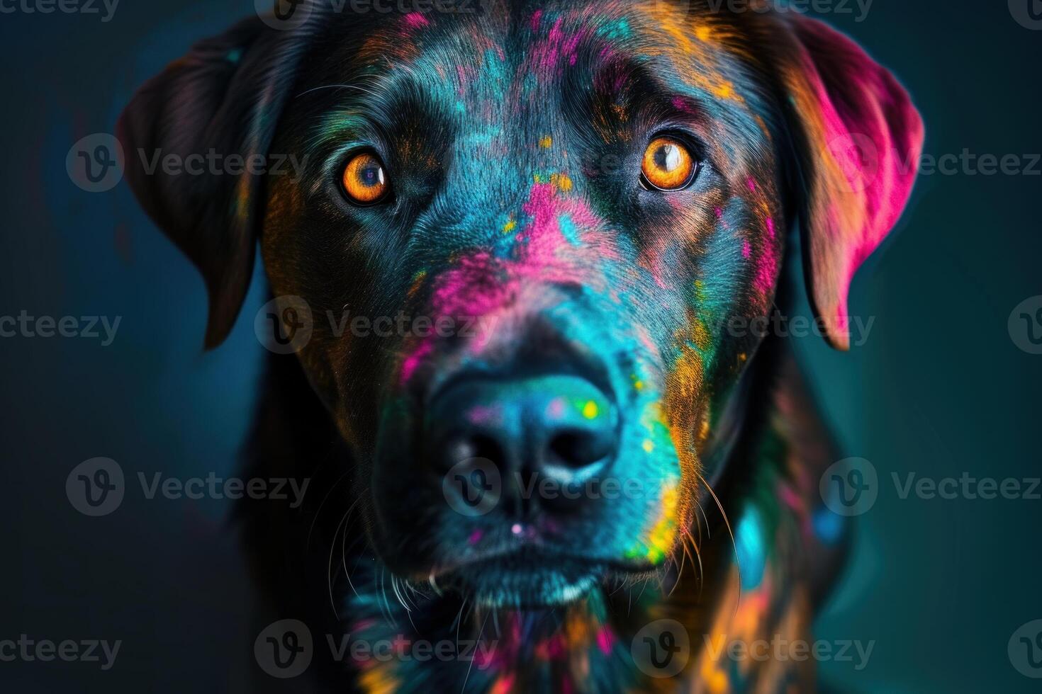 Playful Dog colorful art. Generate Ai photo