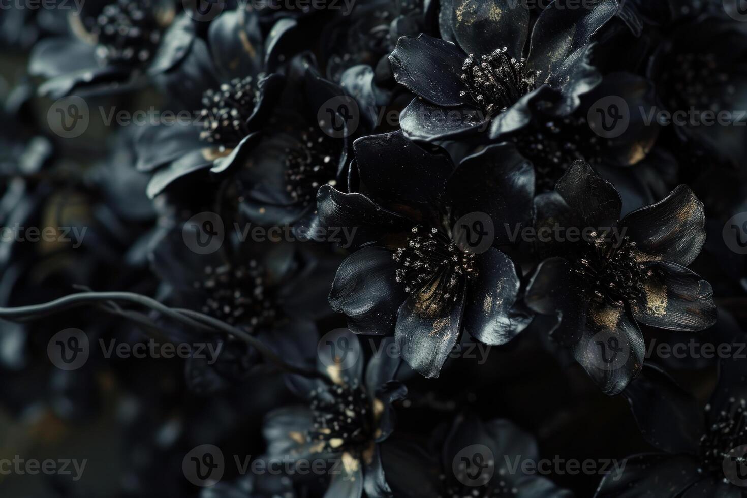 Gothic Black flowers. Generate Ai photo