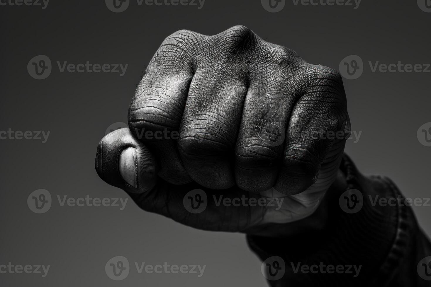 Determined Black hand fist clenched. Generate Ai photo