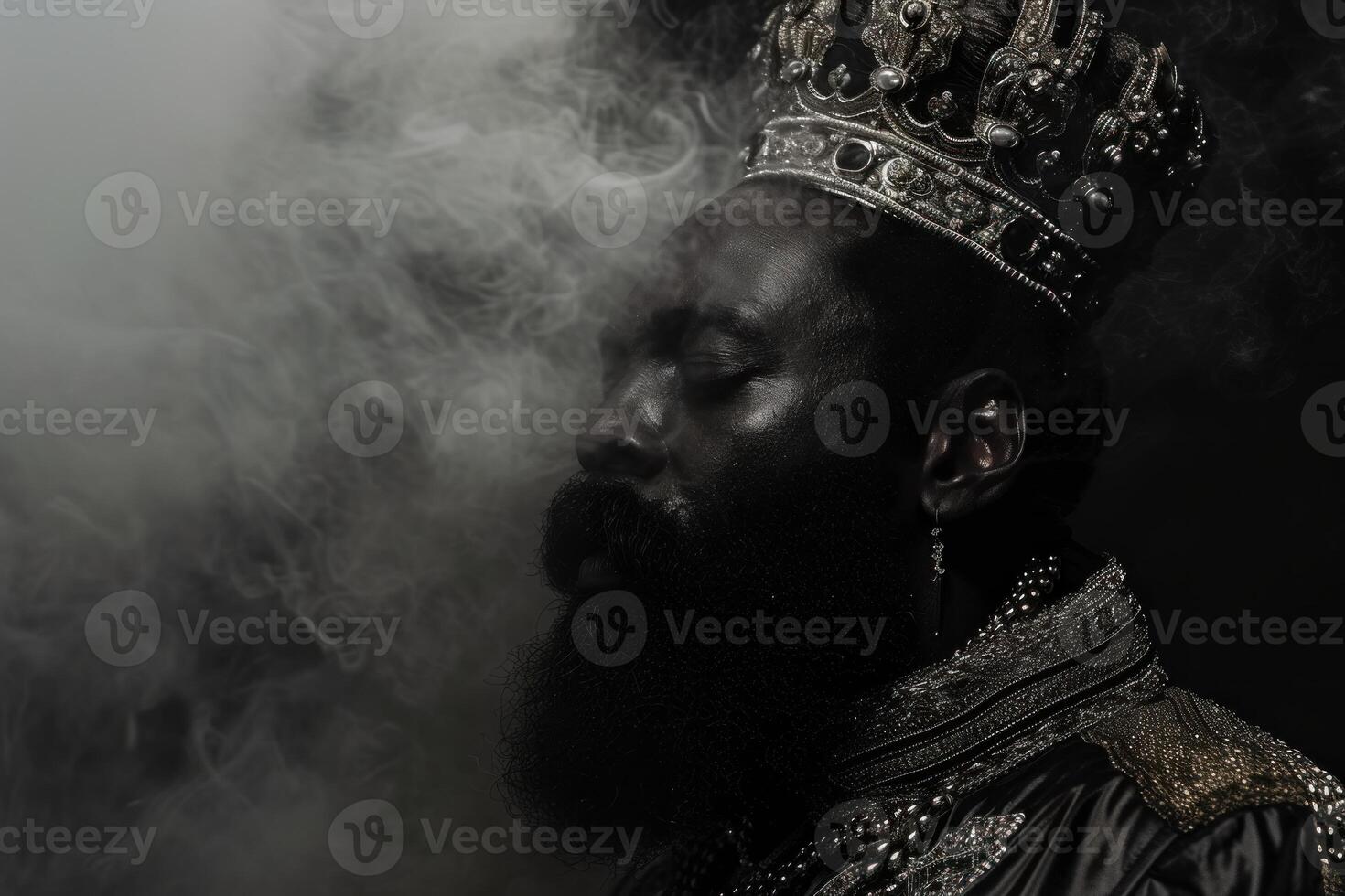 Distinguished Black king low beard. Generate Ai photo
