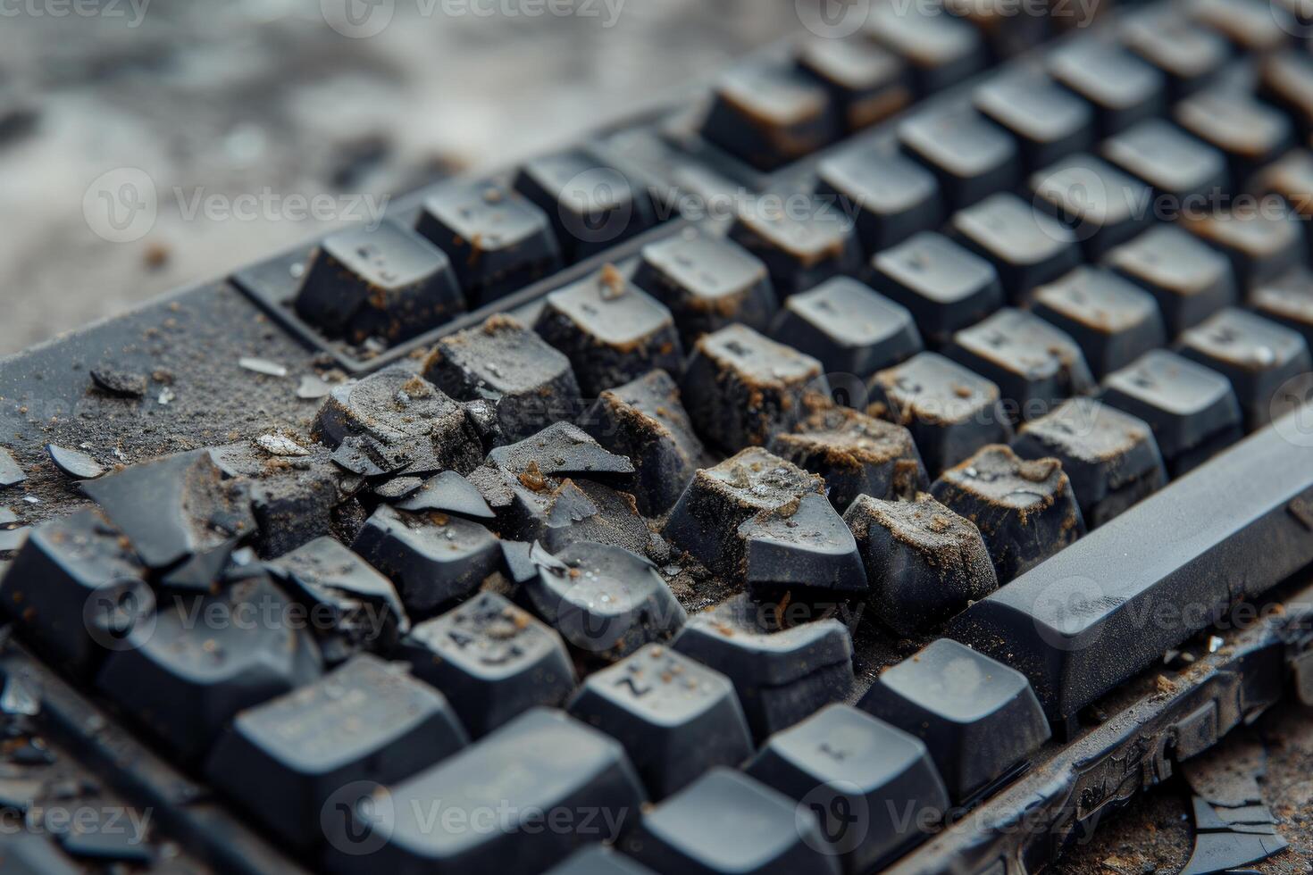 Grimy old computer keyboard close-up photo