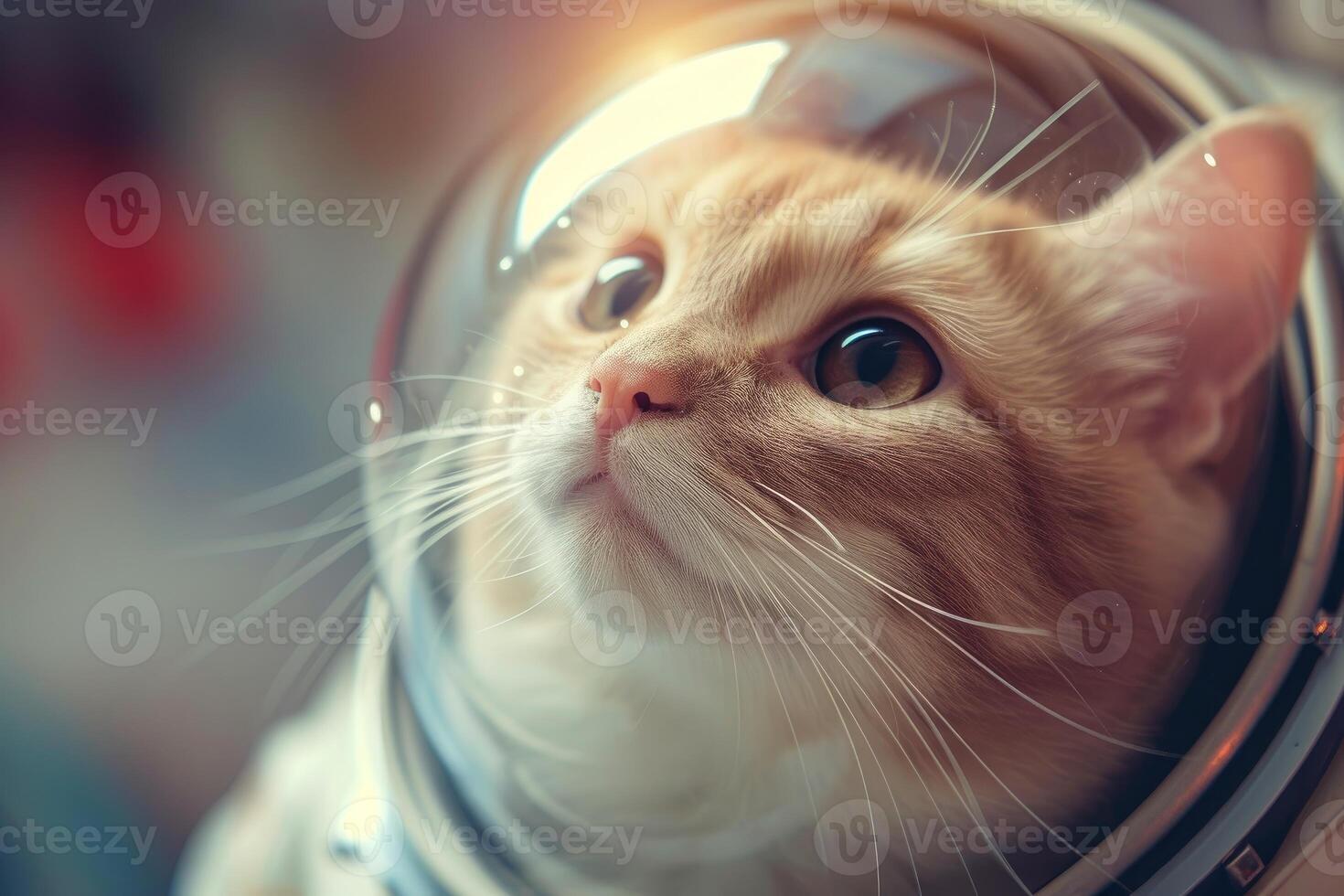 Whimsical cat astronaut in space helmet photo