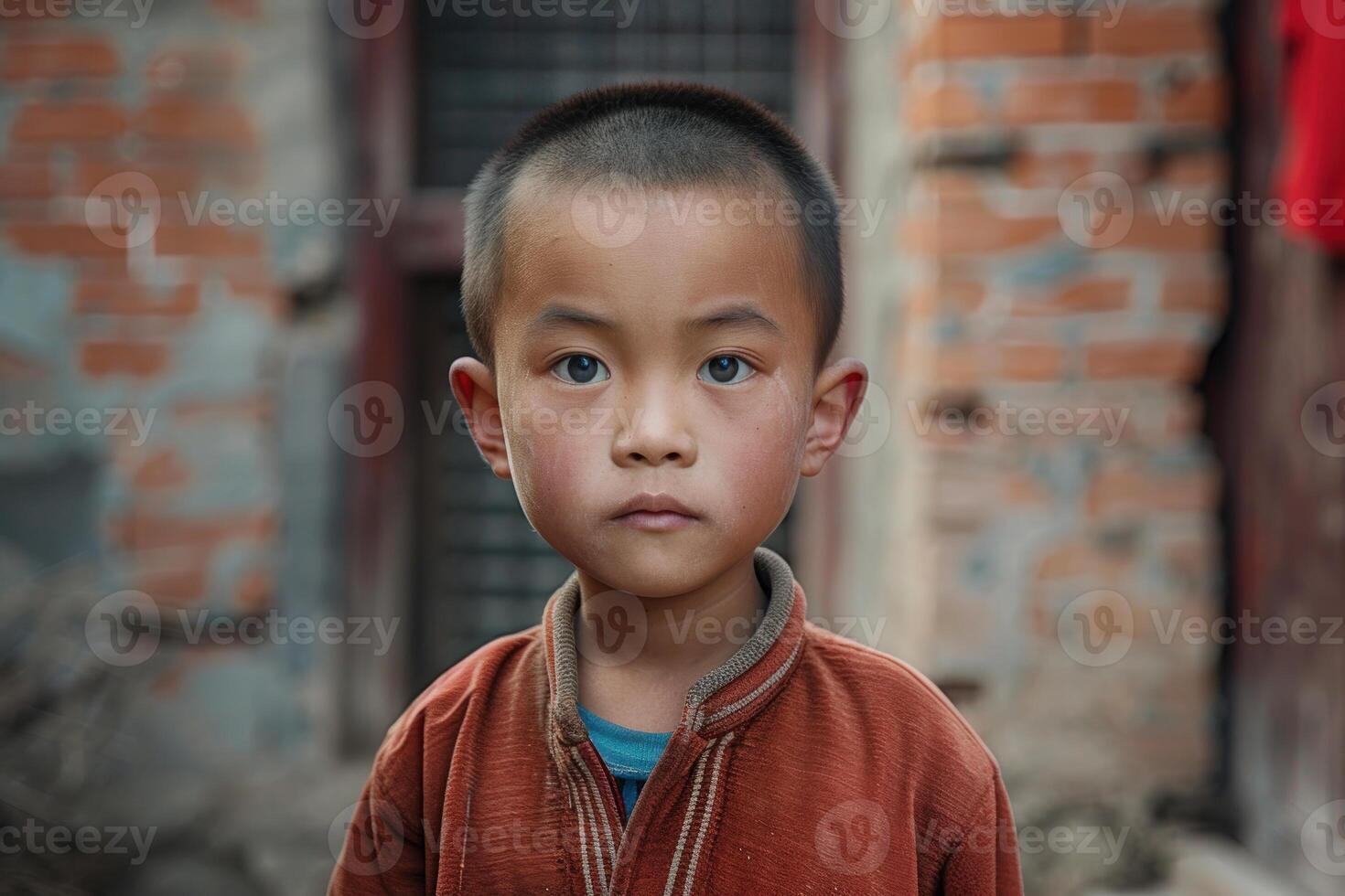 Portrait of a thoughtful young boy photo