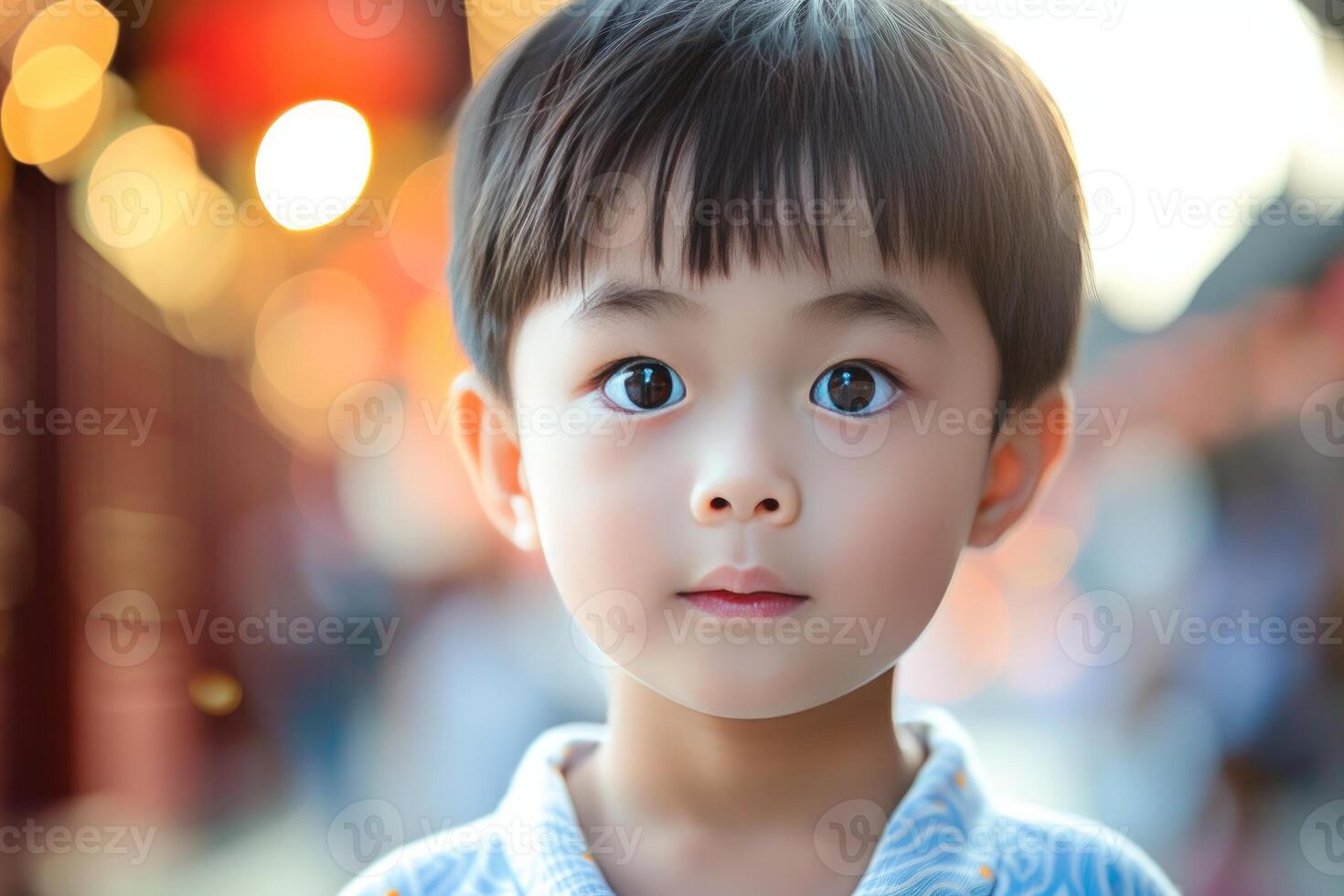 Portrait of a young child with expressive eyes photo