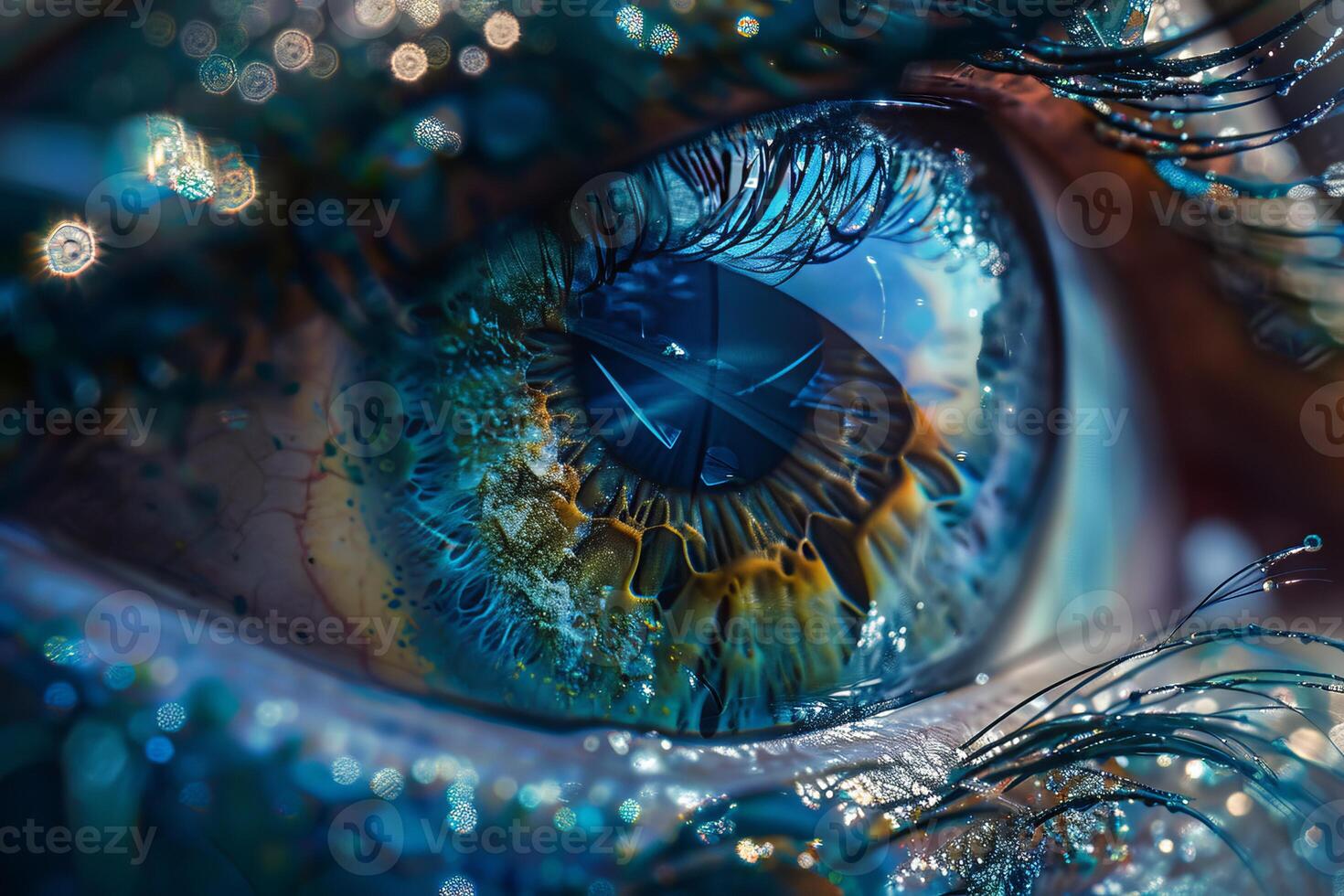 Mystical macro eye with sparkles photo