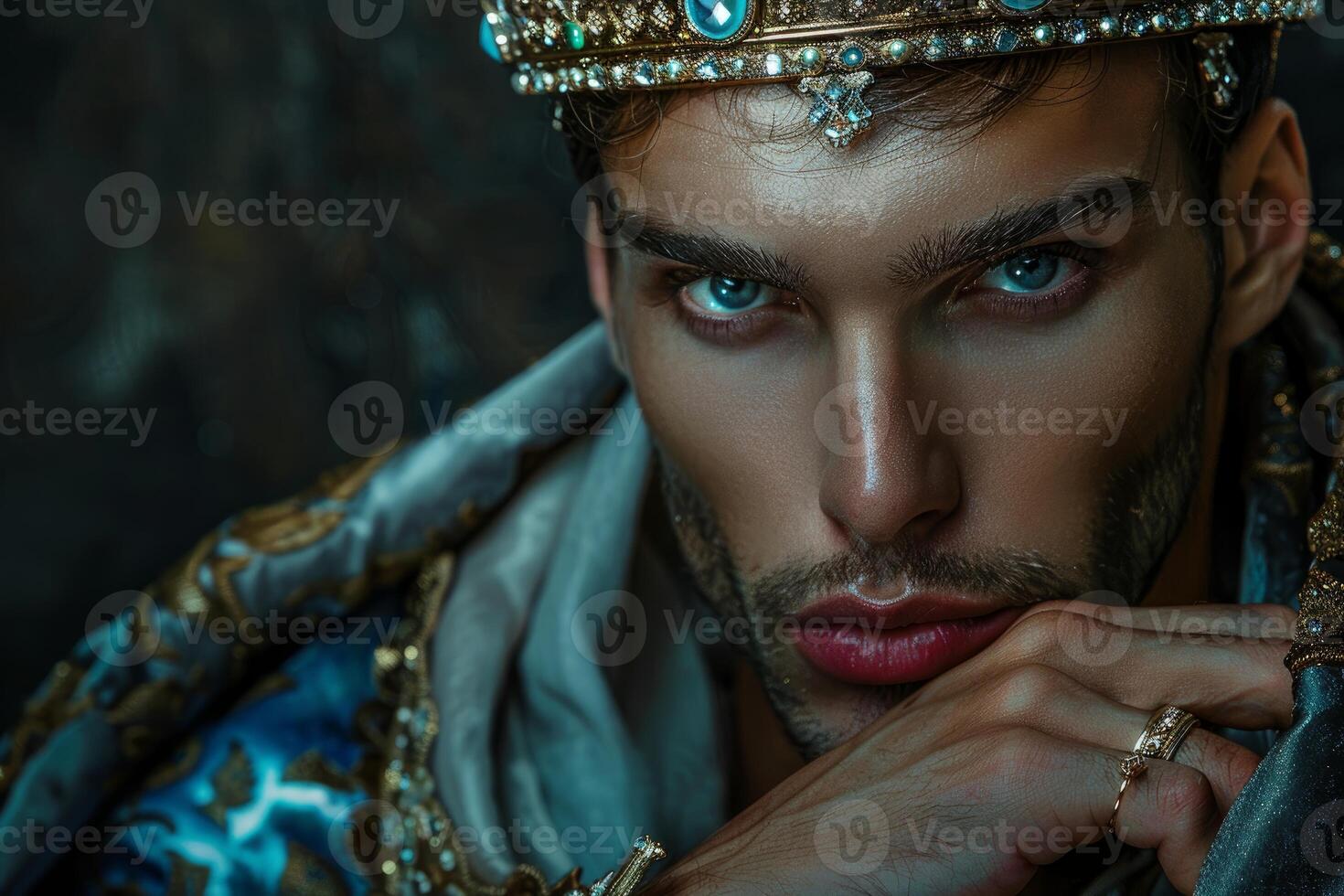 Regal majesty, portrait of a king in opulent attire photo