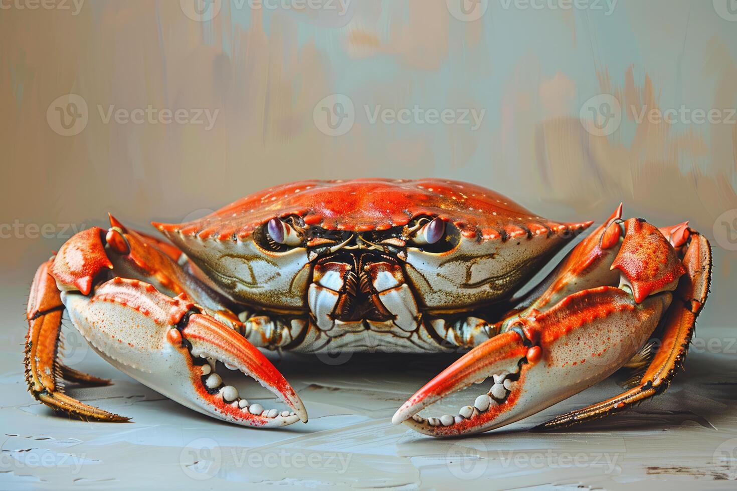 Vibrant dungeness crab on neutral background photo